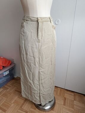 Tribal Beige/Tan Maxi Skirt with Front Seam